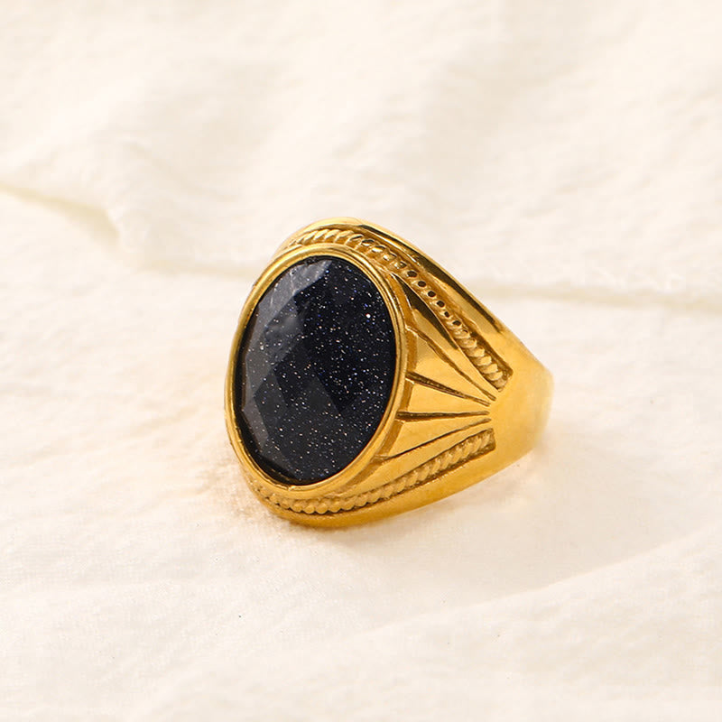 Anello in acciaio inossidabile con pietra preziosa naturale Olivenorma