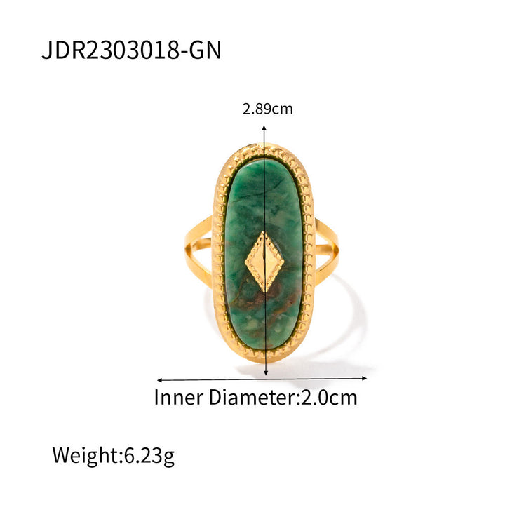 Olivenorma Anello regolabile in turchese africano naturale 18k