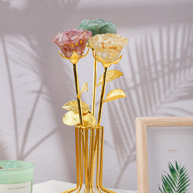 Olivenorma Crystal Rose Flower Artigianato Decorazione con pietre preziose