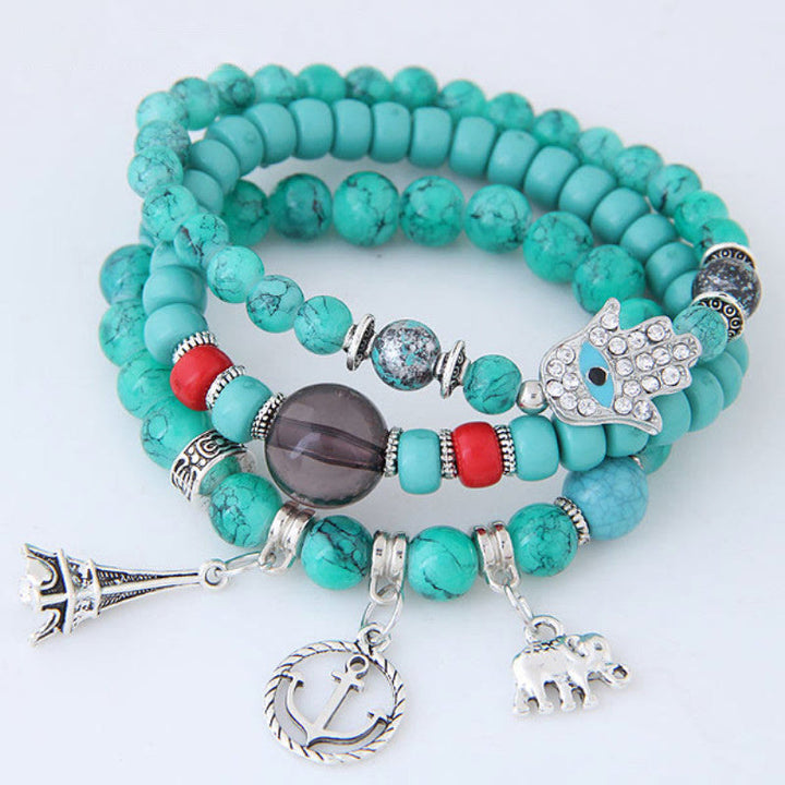 Olivenorma Elephant Tower Evil Eye Bracciale Hamsa Set