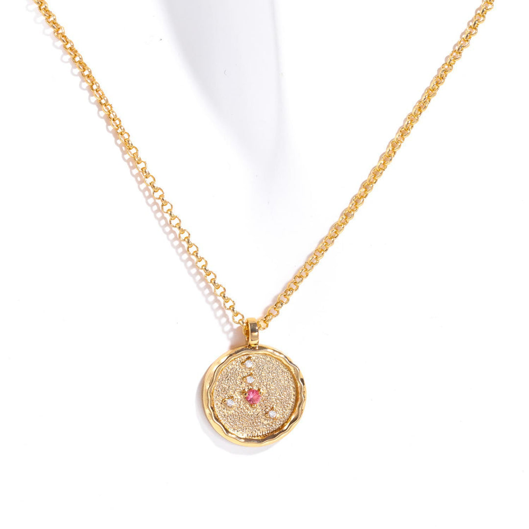 Collana con pietra portafortuna dello zodiaco in zircone bianco Olivenorma 