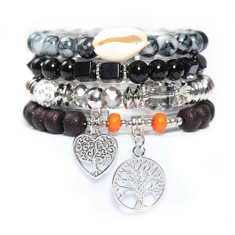 Olivenorma Albero della vita Cuore Ciondolo Braccialetto di perline Set 