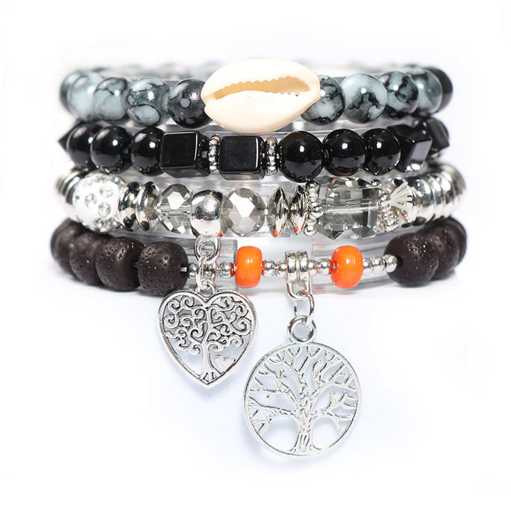 Olivenorma Albero della vita Cuore Ciondolo Braccialetto di perline Set 