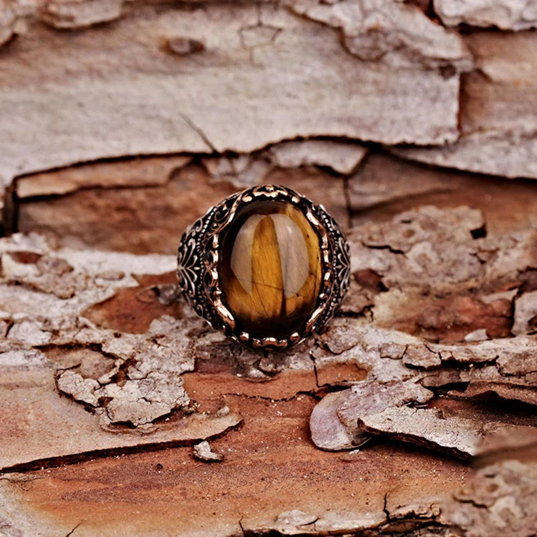 Anello da uomo Olivenorma con pietra preziosa occhio di tigre