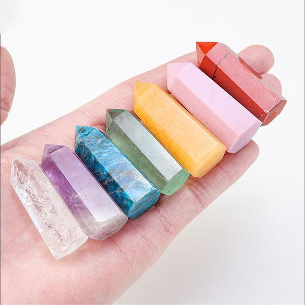 Olivenorma Chakra Pietra grezza Decorazione Set Bacchette di Cristallo