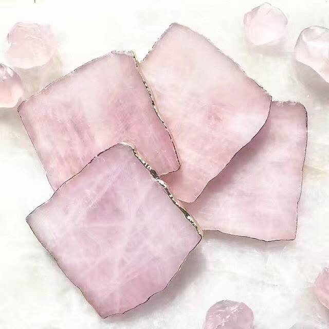 Decorazione con pietra preziosa per sottobicchiere in quarzo rosa Olivenorma