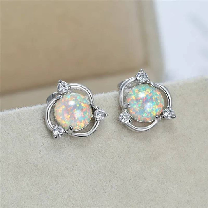 Orecchini a bottone Olivenorma Opal Small Round White Zircon 