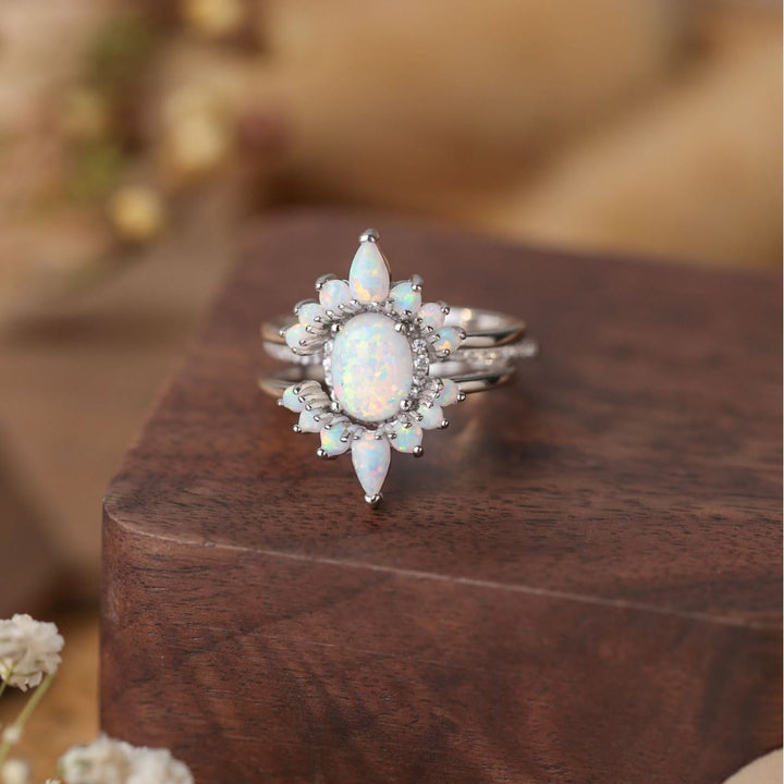 Anello multistrato Olivenorma in argento Sterling S925 con opale ovale 