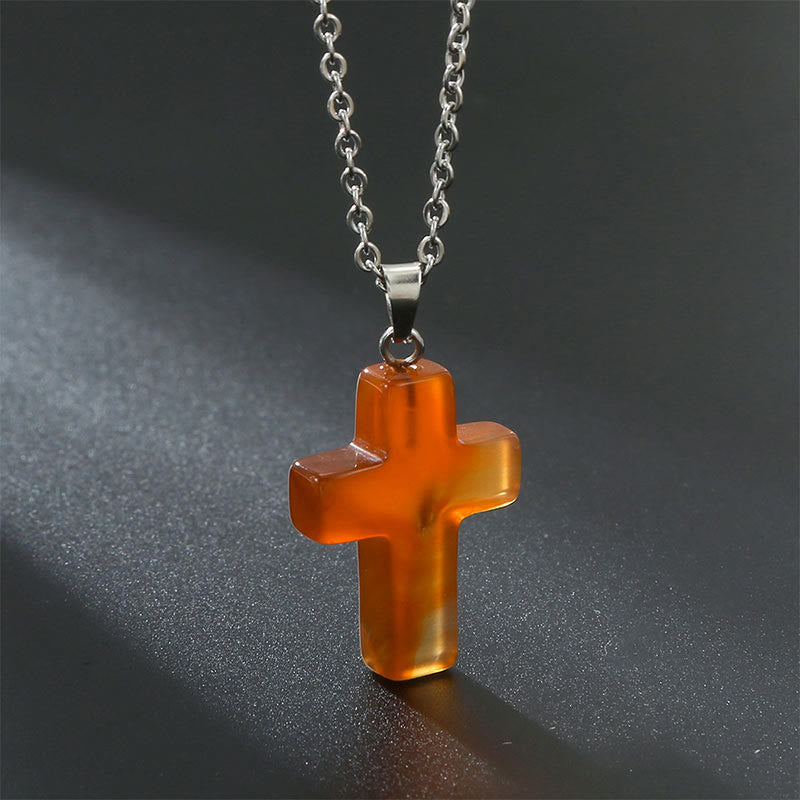 Collana con croce in pietra naturale Olivenorma 