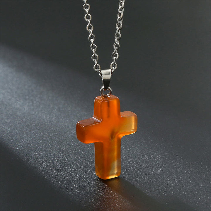 Collana con croce in pietra naturale Olivenorma 