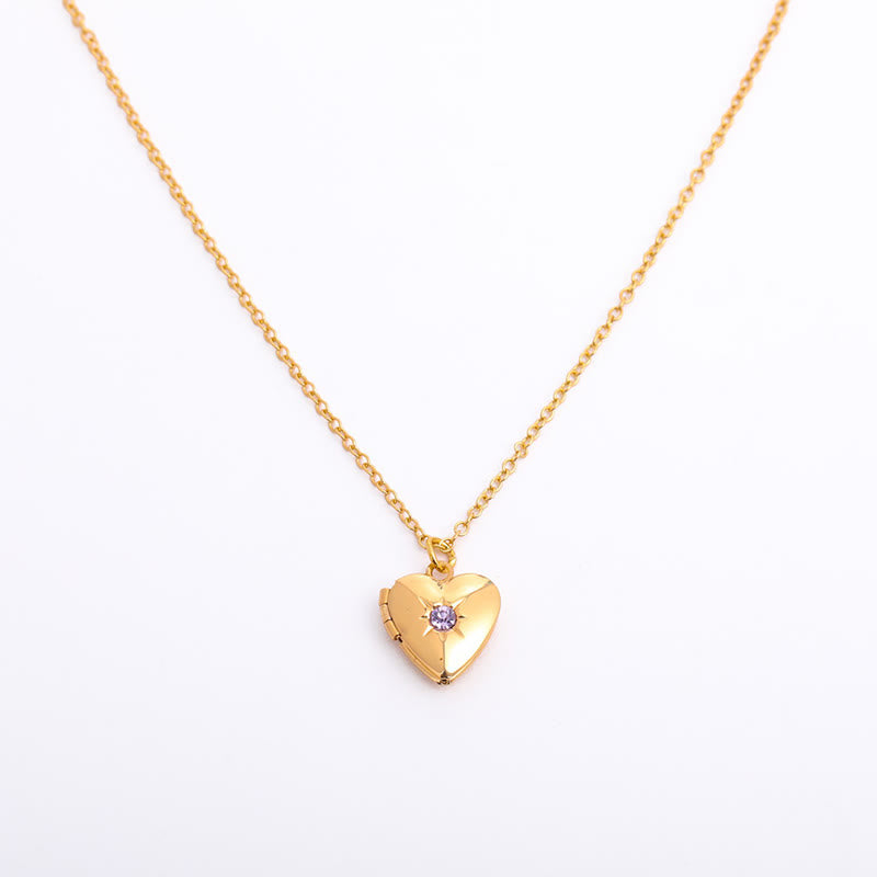 Olivenorma "Shine in My Heart" - Collana con album a forma di cuore con pietra portafortuna