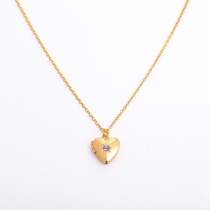Olivenorma "Shine in My Heart" - Collana con album a forma di cuore con pietra portafortuna