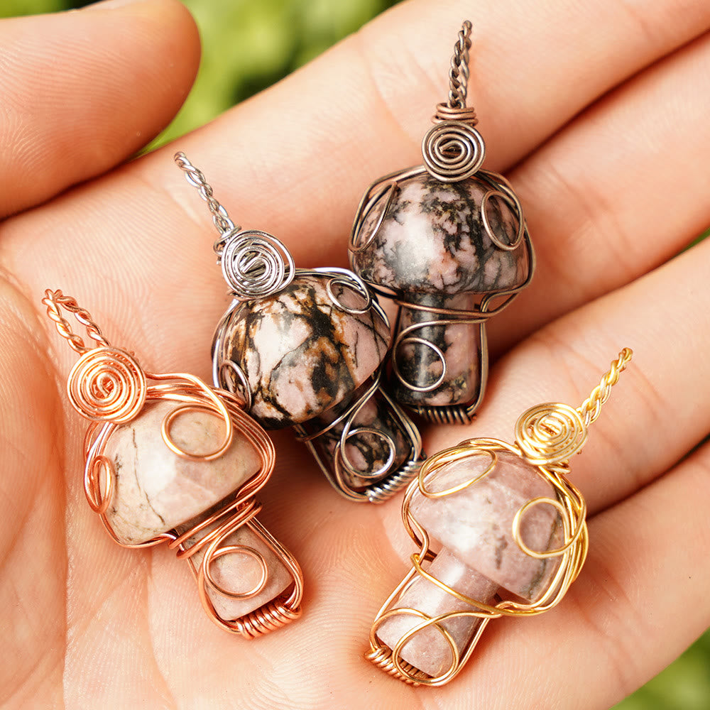 Collana con fungo in pietra curativa naturale Olivenorma