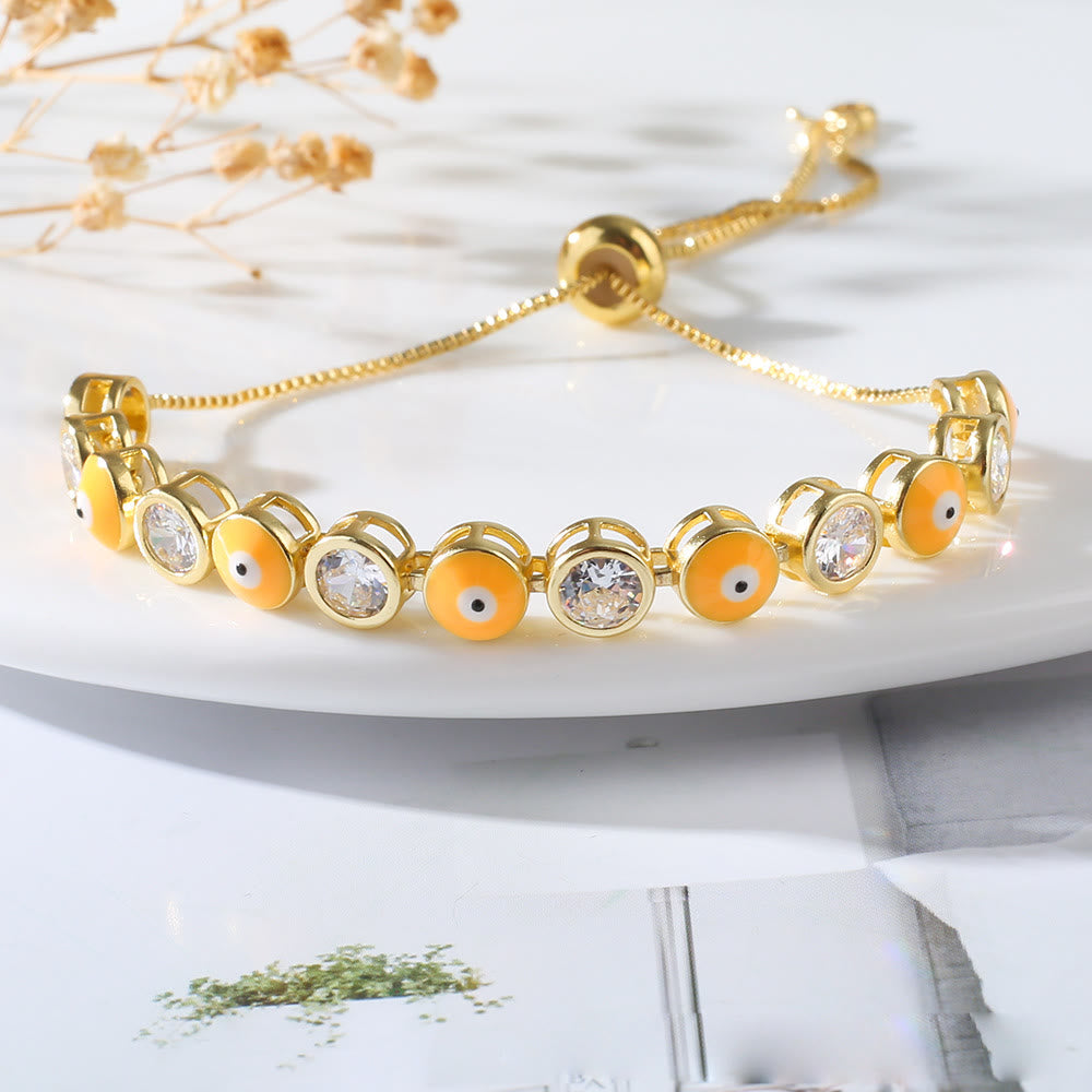 Braccialetto regolabile con zircone bianco e malocchio Olivenorma 
