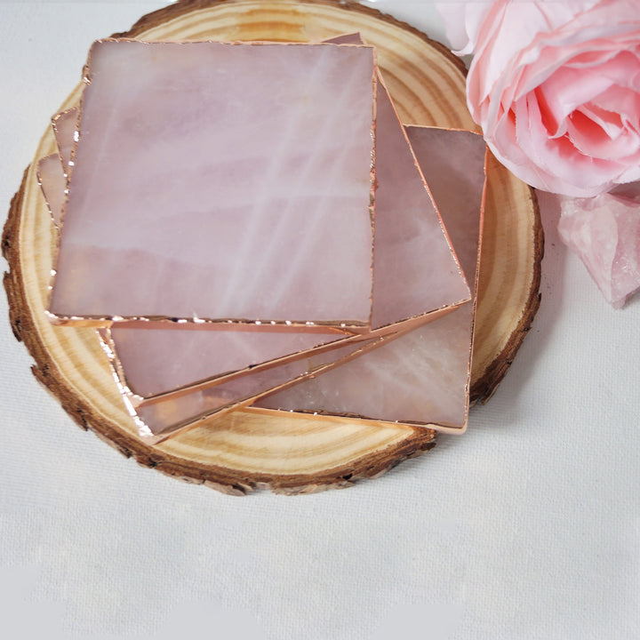 Decorazione con pietra preziosa per sottobicchiere in quarzo rosa Olivenorma