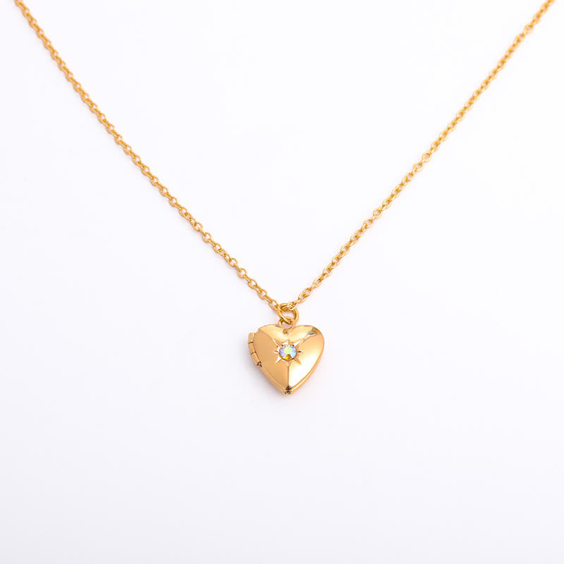 Olivenorma "Shine in My Heart" - Collana con album a forma di cuore con pietra portafortuna