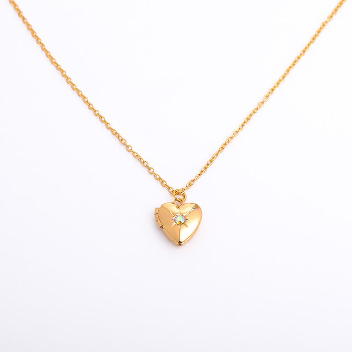 Olivenorma "Shine in My Heart" - Collana con album a forma di cuore con pietra portafortuna