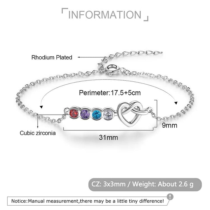 Braccialetto personalizzato Olivenorma Heart 2-5 pietre portafortuna