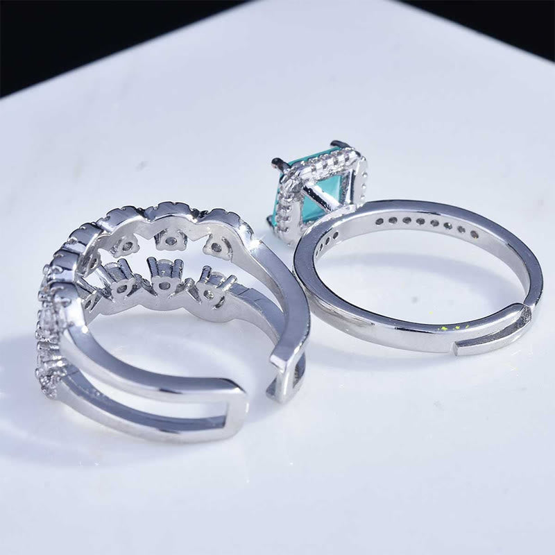 Set di anelli da 2 pezzi con tormalina Paraiba Olivenorma