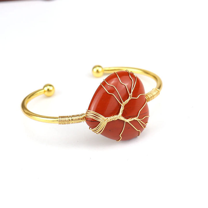 Olivenorma Bracciale in cristallo a forma di cuore naturale avvolto in filo di rame dorato