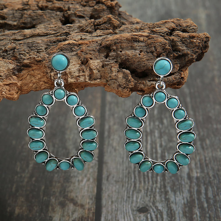 Olivenorma Waterdrop Cutout Set orecchini a bottone in stile Boemia con perno turchese