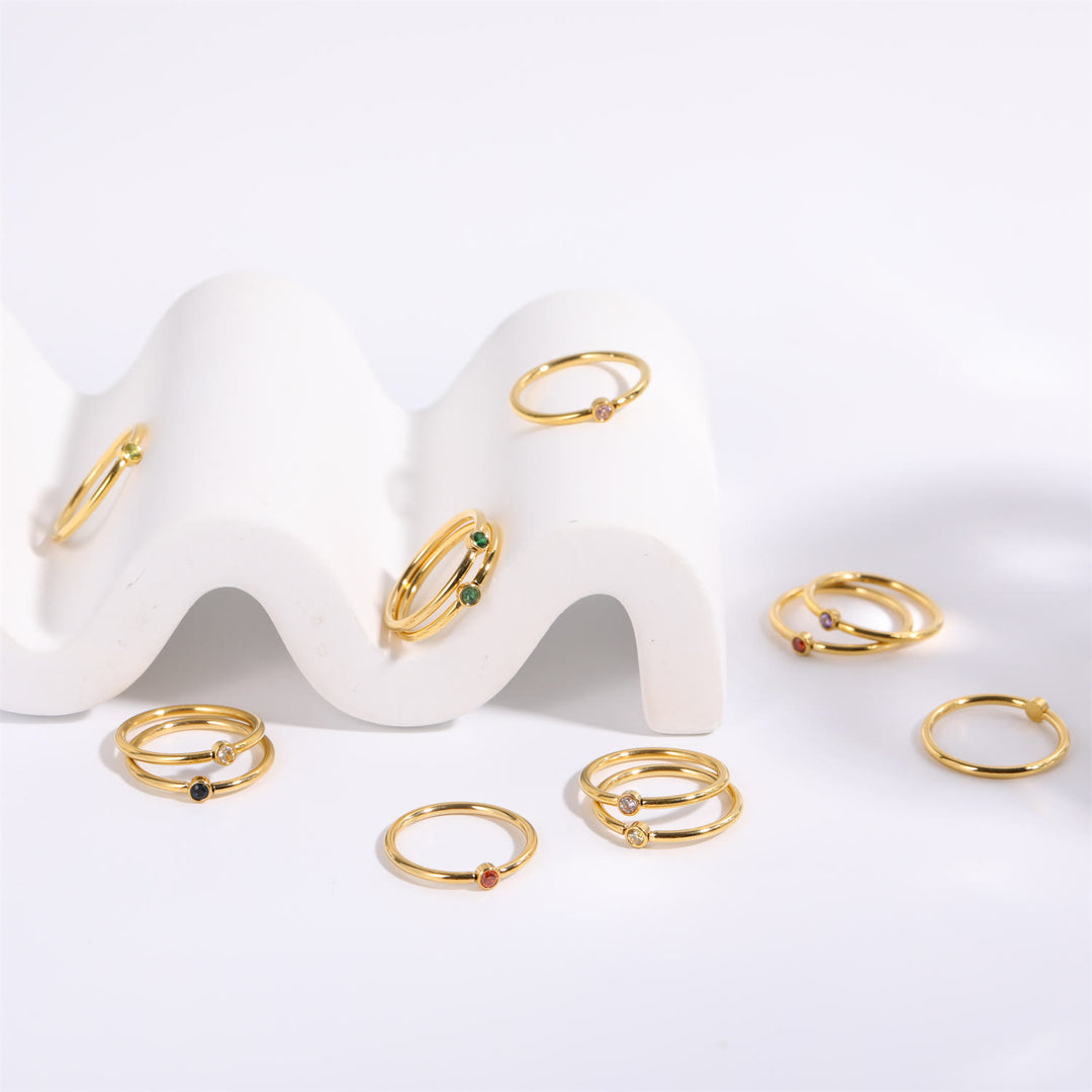 Olivenorma Birthstone Anello sottile per la nascita di 12 mesi