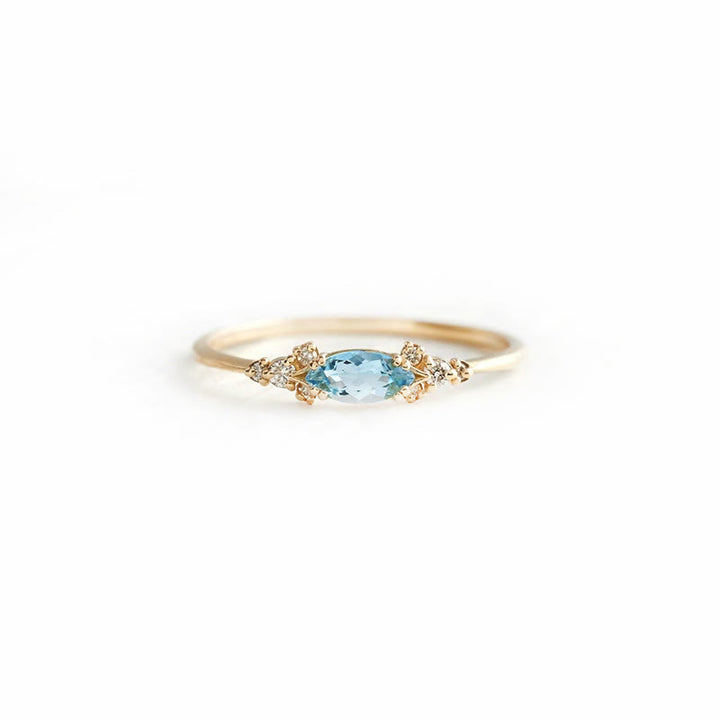 Olivenorma 4 pezzi elegante set di anelli di fidanzamento con foglia di topazio blu 