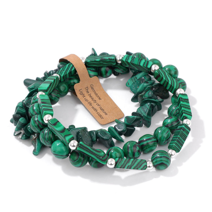 Olivenorma Set di bracciali irregolari a tre strati in pietra naturale 