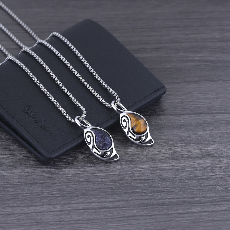 Collana in acciaio al titanio con occhio di tigre, coraggio, fortuna e protezione Olivenorma