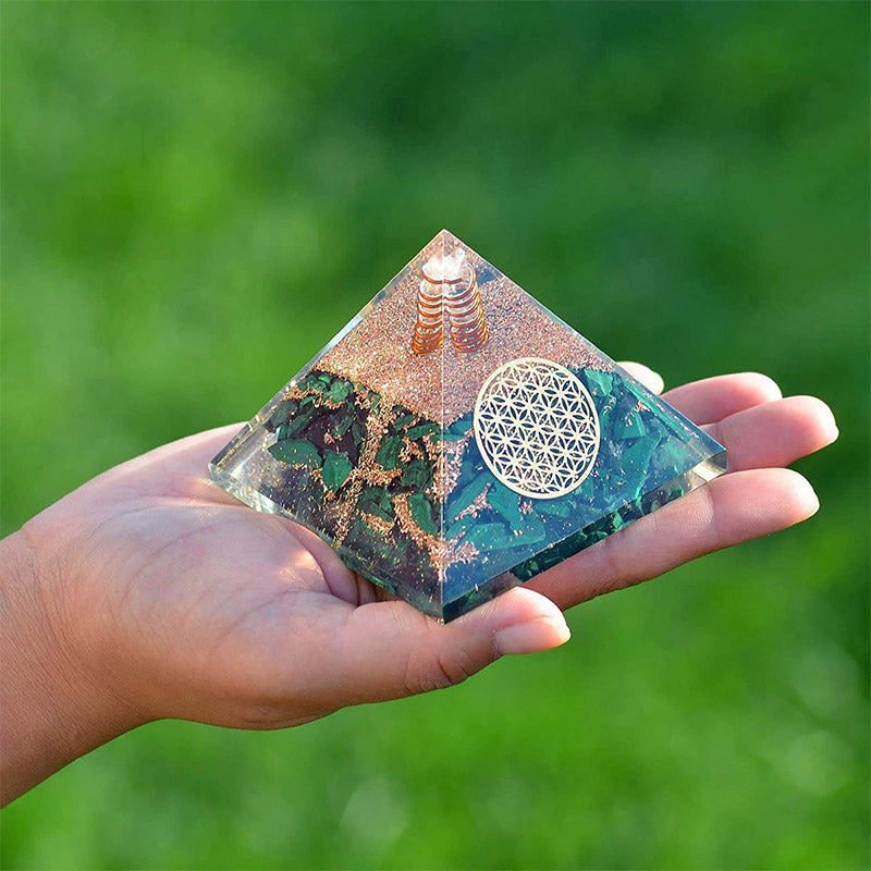 Olivenorma Malachite Fiore della vita Simbolo Orgone Piramide 