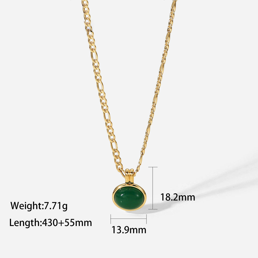 Olivenorma 14k Collana con ciondolo ovale in giada avventurina verde e clavicola 