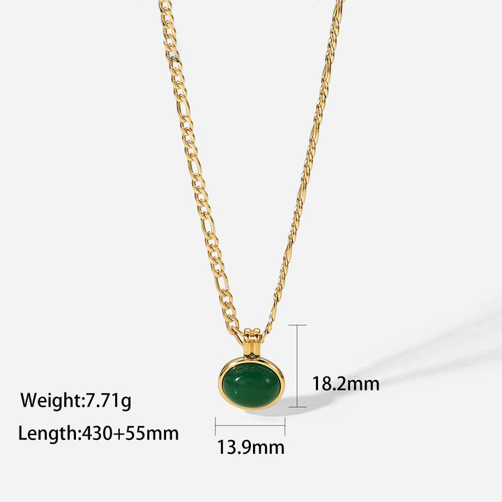 Olivenorma 14k Collana con ciondolo ovale in giada avventurina verde e clavicola 