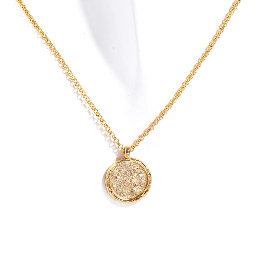 Collana con pietra portafortuna dello zodiaco in zircone bianco Olivenorma 