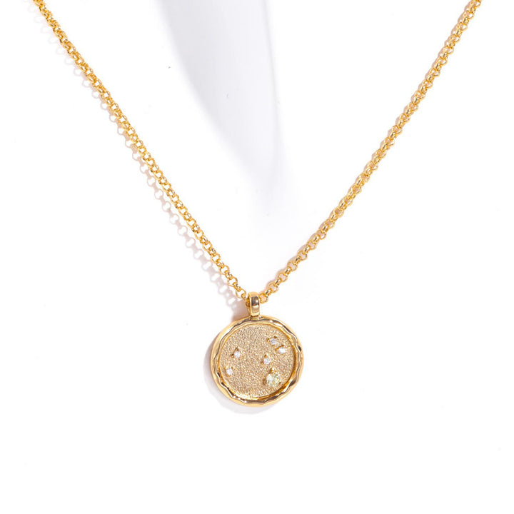 Collana con pietra portafortuna dello zodiaco in zircone bianco Olivenorma 