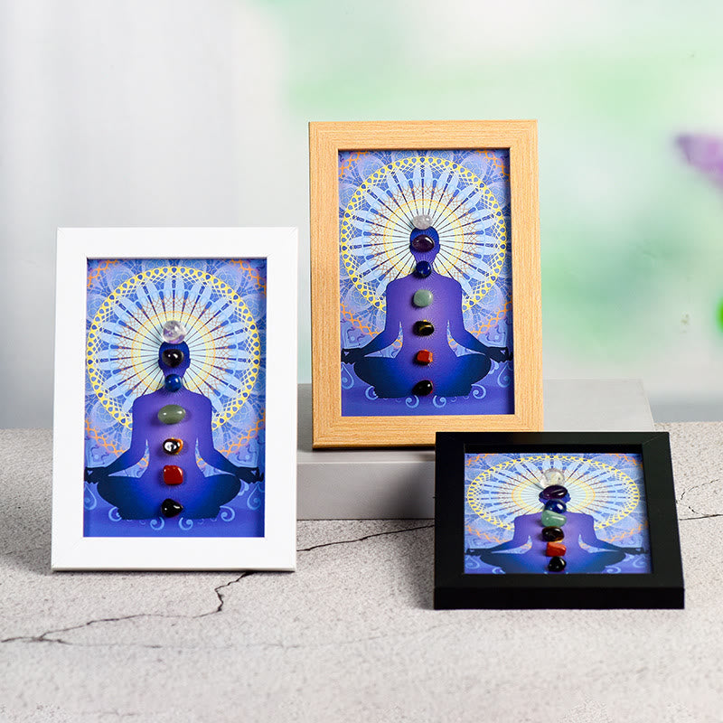 Olivenorma Yoga Meditazione Postura Chakra Pietra Cornice Foto Decorazione 