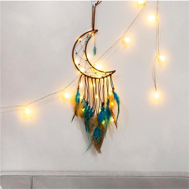 Olivenorma Ciondolo Turchese Piuma Blu Marrone Acchiappasogni 