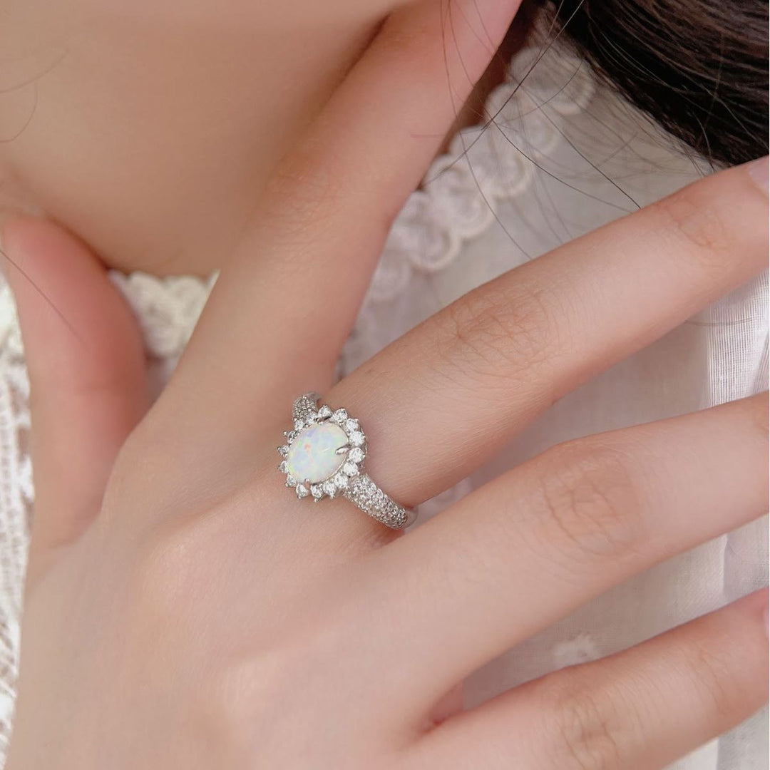 Anello Olivenorma Opal White Zircon Flower