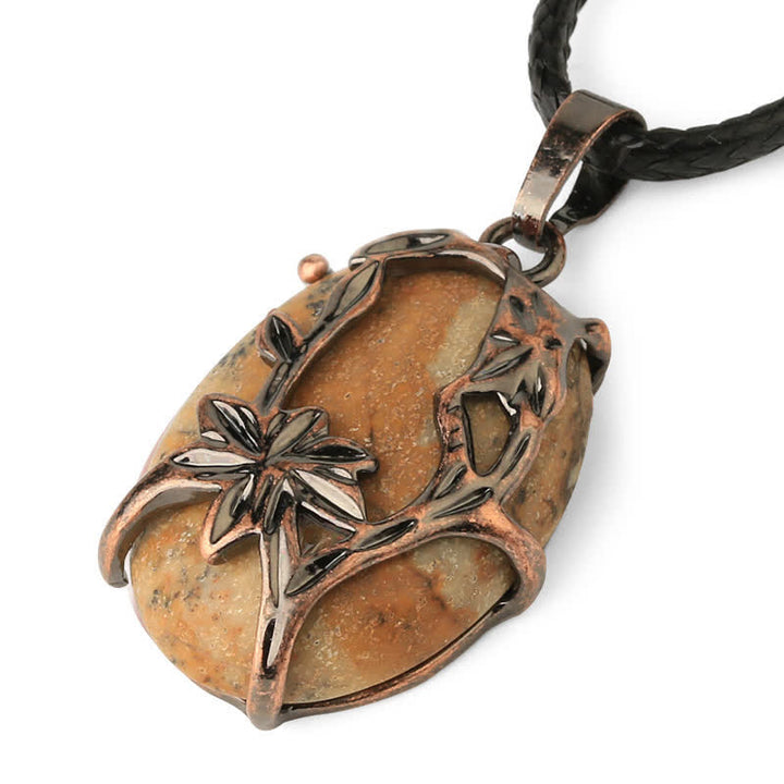 Collana con fiore in ottone e ametista Olivenorma avvolto in cristallo