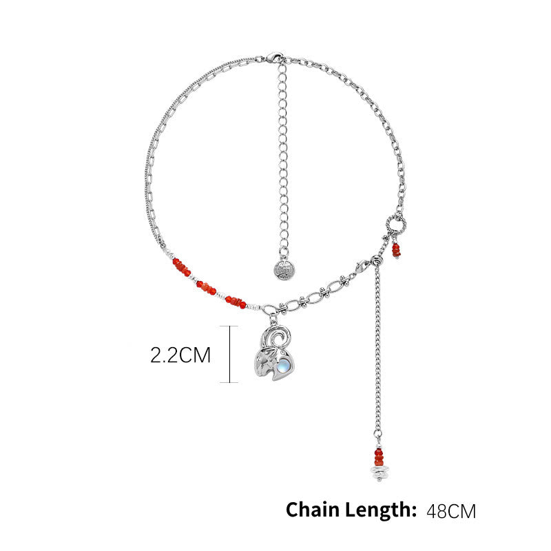 Collana in lega con ciondolo zodiacale in pietra di luna Olivenorma 