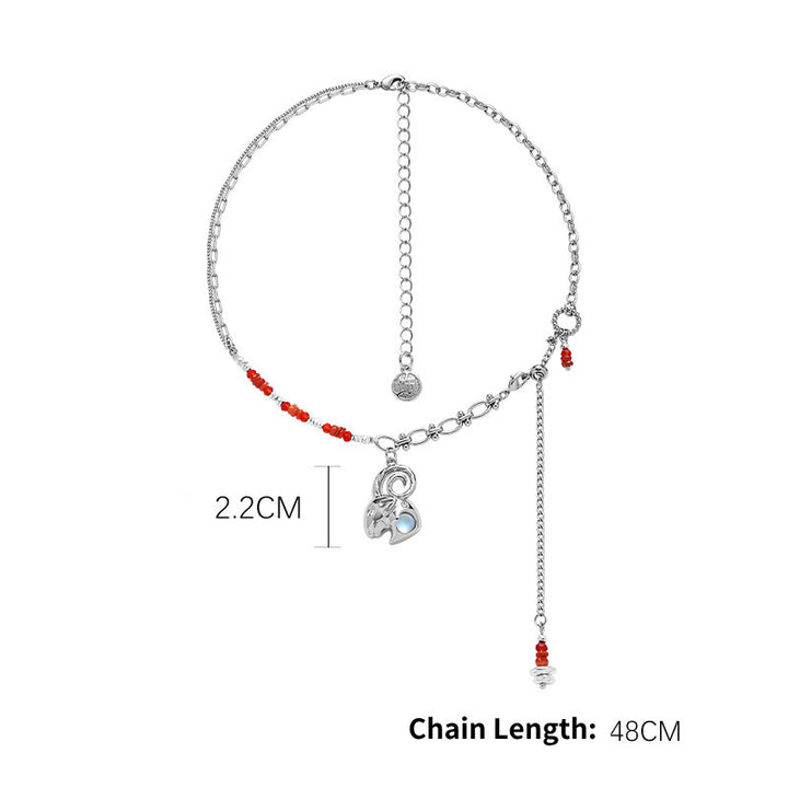 Collana in lega con ciondolo zodiacale in pietra di luna Olivenorma 