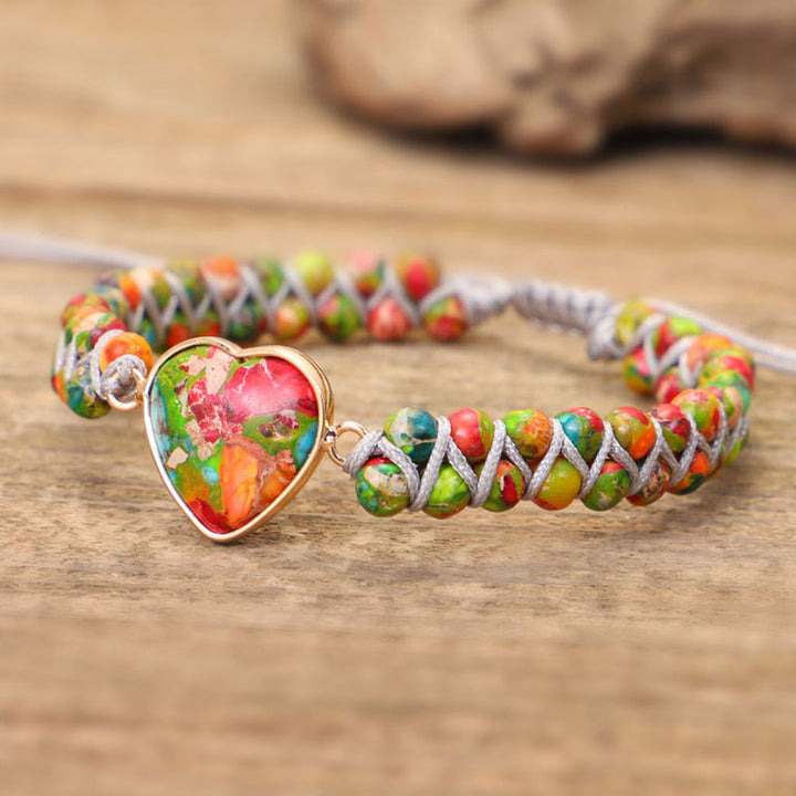 Braccialetto a forma di cuore in cristallo di pietra naturale 