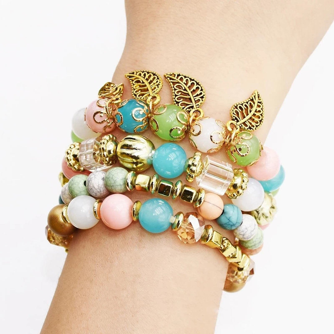 Olivenorma Bohemian Leaf Pendant Accessories Set di bracciali multistrato