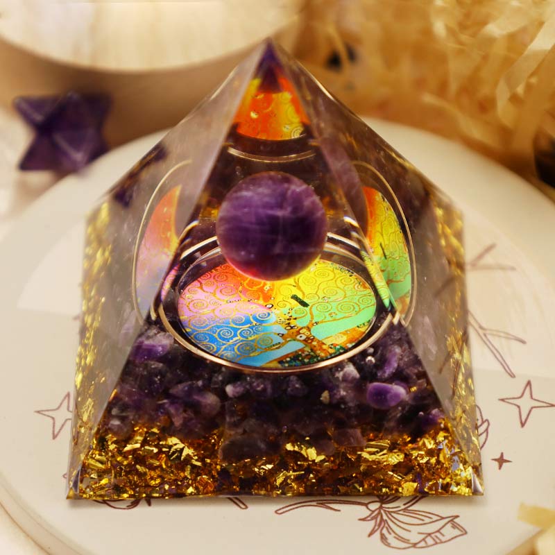 Piramide di orgone dell'albero della vita di ametista Olivenorma