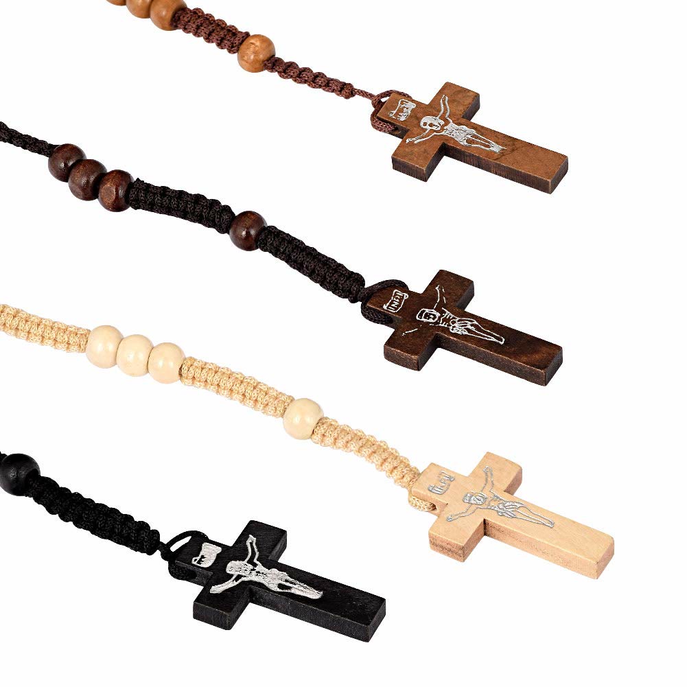 Collana rosario con perline di legno Mala a croce Olivenorma 
