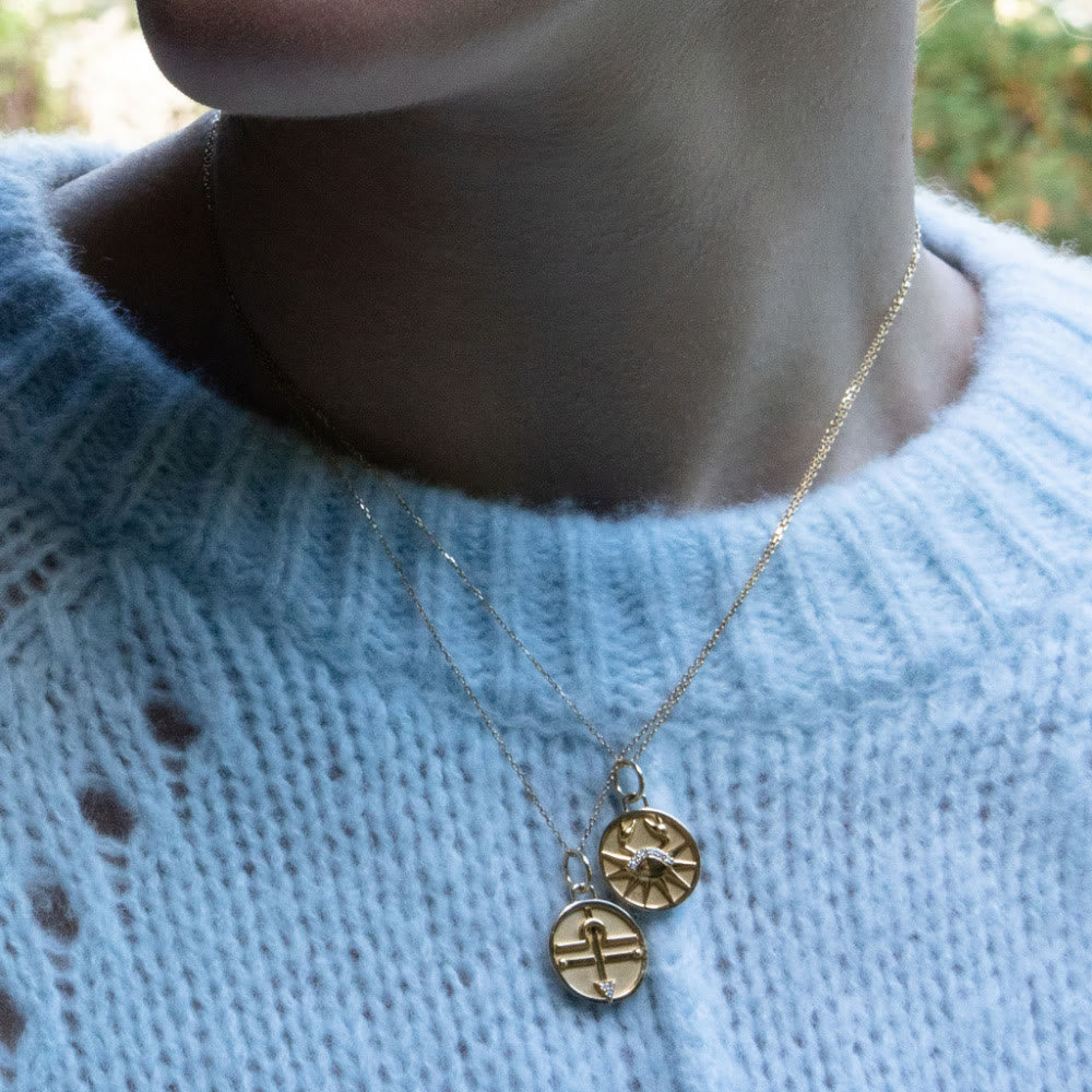 Collana Olivenorma in acciaio inossidabile 18k con zircone bianco e zodiaco vintage