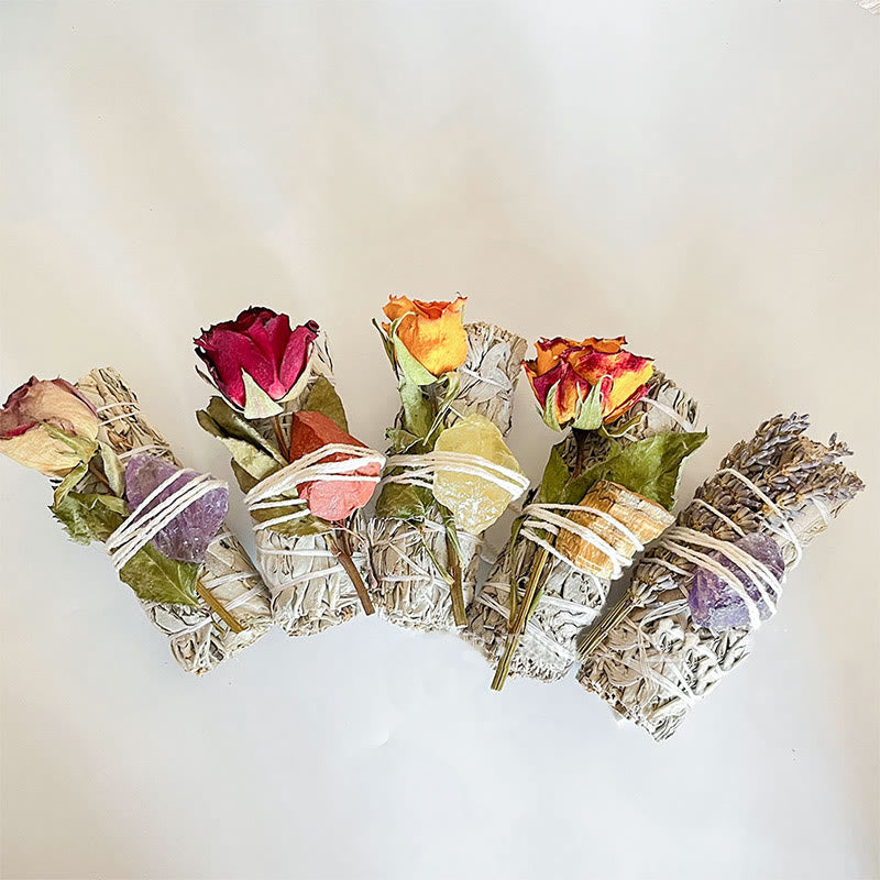 Olivenorma Cristallo Naturale Pianta Rosa Fiori secchi Salvia bianca