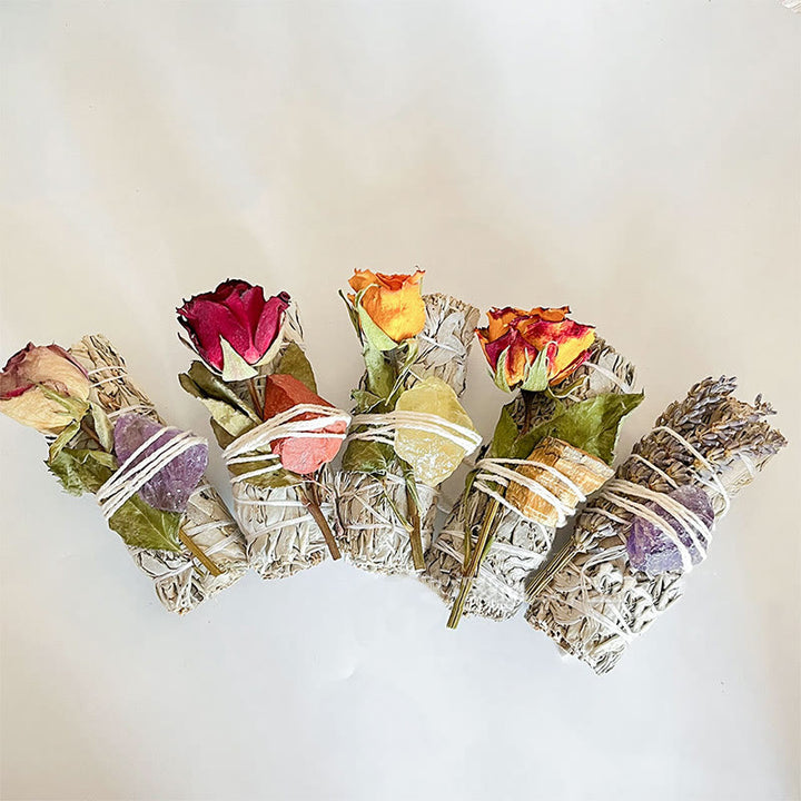 Olivenorma Cristallo Naturale Pianta Rosa Fiori secchi Salvia bianca