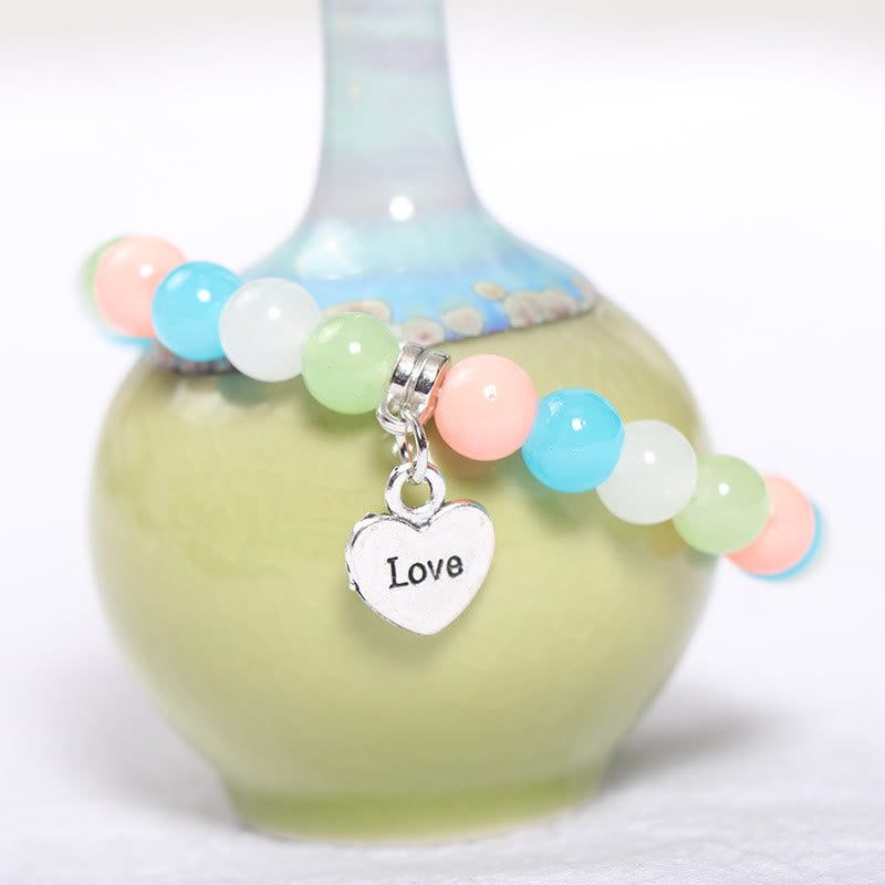 Set di braccialetti di perle con ciondolo a forma di cuore e foglia Olivenorma
