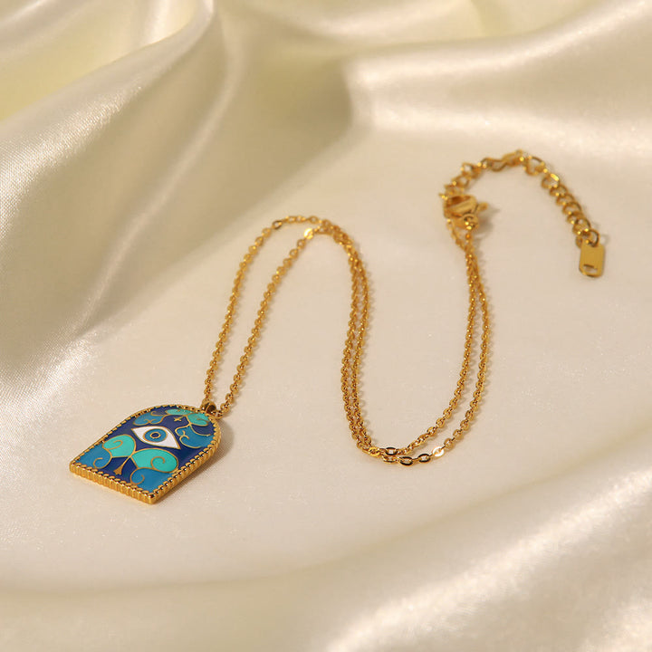 Collana Olivenorma Blue Evil Eye Galaxy Sun Tarot 