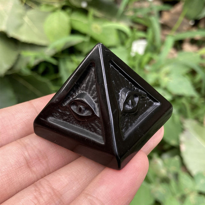 Decorazione in pietra preziosa della piramide di orgone di ossidiana Olivenorma 